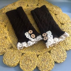 COPY - Lacey boot cuffs, leg warmer. Button accent detail.